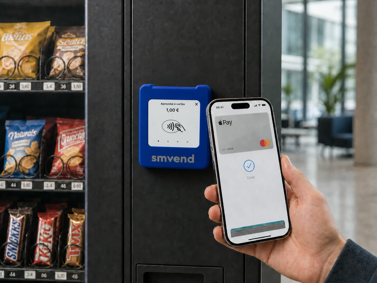 SumUp Solo an einem Verkaufsautomaten, Zahlung mit Apple Pay